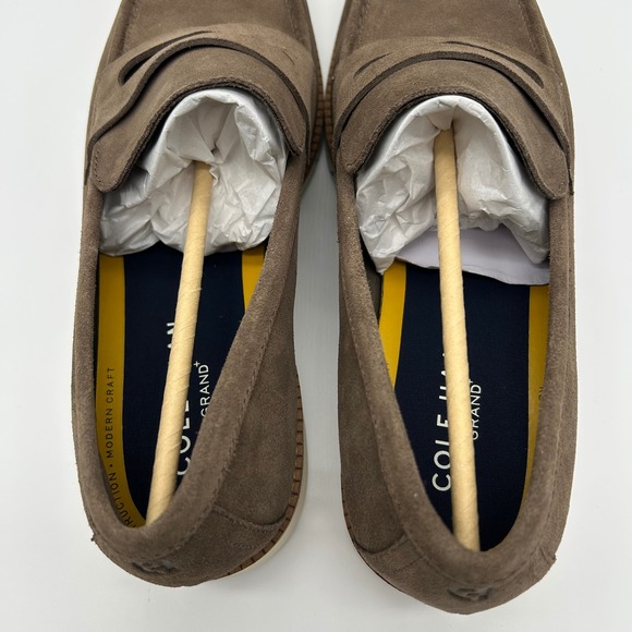 Cole Haan Flexgrand+ Penny Loafers Mens 9 Truffle Suede Ivory Shoes C41635